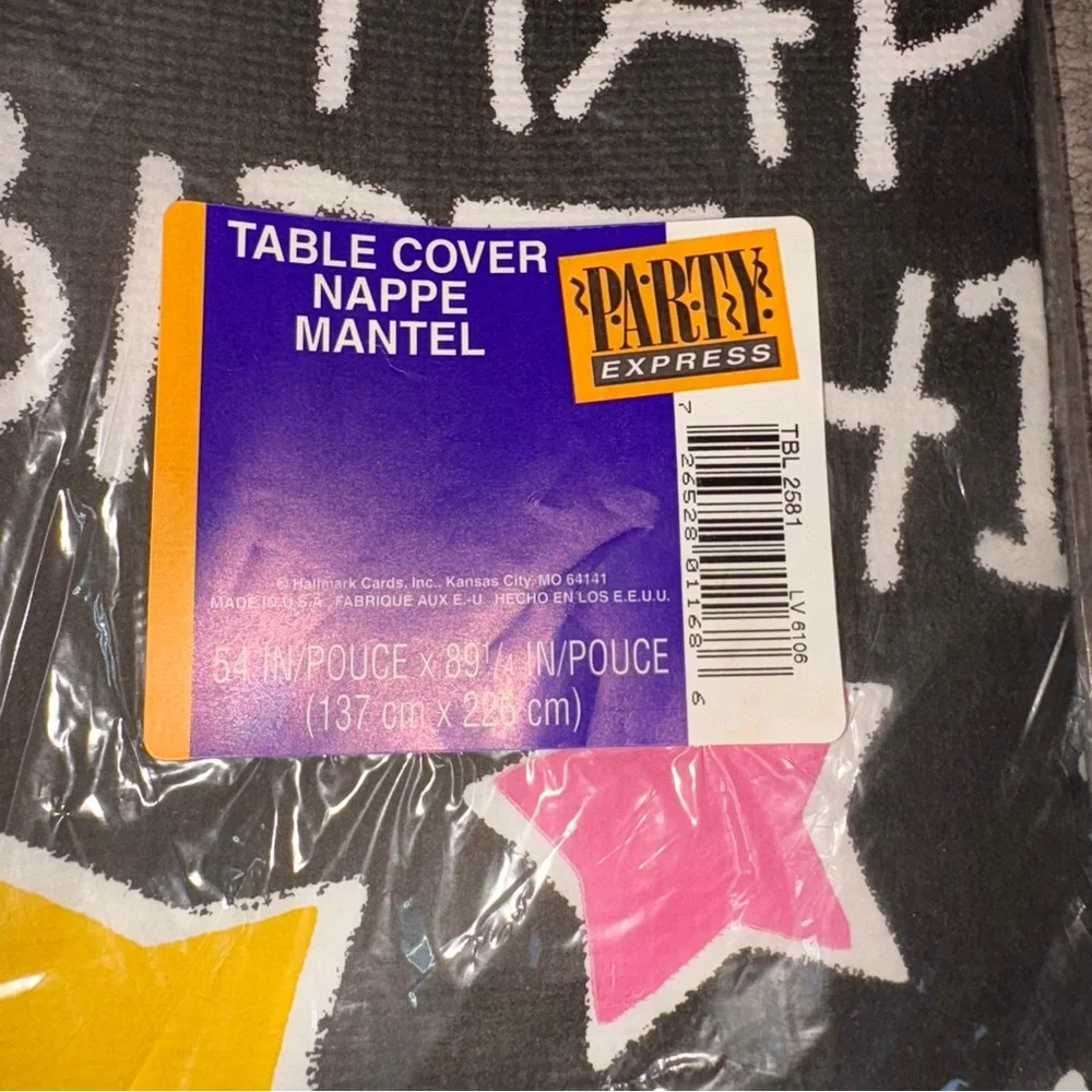 Vintage Neon Star Happy Birthday Paper Table Covers 54”x89.25” 1990’s Hallmark 2